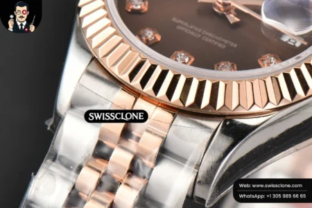 Rolex DateJust 28mm Ladies WF RG/SS Brown Dial Diamond Marker Jubilee High Resolution View