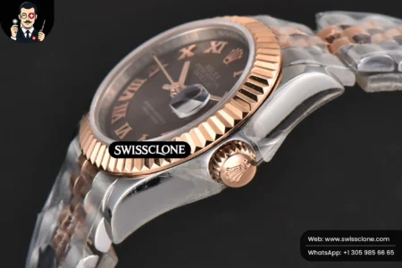 Rolex DateJust 28mm Ladies WF RG/SS Brown Dial Roma Marker Jubilee High Resolution View