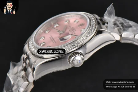 Rolex DateJust 28mm Ladies WF Diamond Pink Dial Diamond Marker Jubilee High Resolution View
