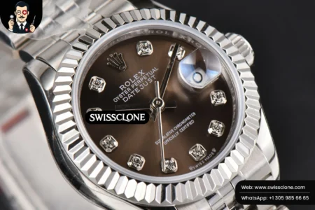 Rolex DateJust 28mm Ladies WF Gray Dial Diamond Marker Jubilee High Resolution View