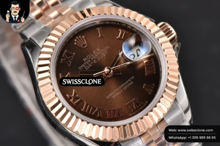 Rolex DateJust 28mm Ladies WF RG/SS Brown Dial Roma Marker Jubilee High Resolution View