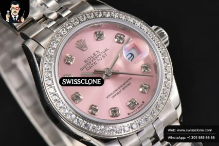 Rolex DateJust 28mm Ladies WF Diamond Pink Dial Diamond Marker Jubilee High Resolution View