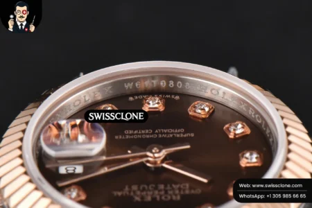 Rolex DateJust 28mm Ladies WF RG/SS Brown Dial Diamond Marker Jubilee High Resolution View