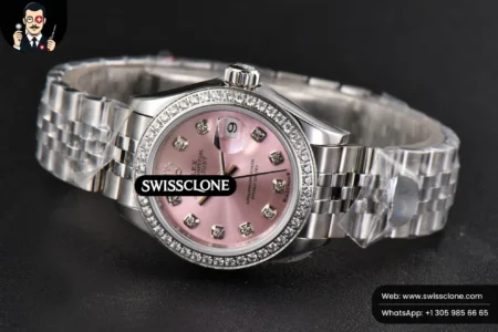 Rolex DateJust 28mm Ladies WF Diamond Pink Dial Diamond Marker Jubilee High Resolution View