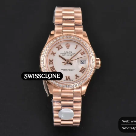 Rolex DateJust 28mm Ladies WF Diamond White Dial Roma Marker Jubilee High Resolution View