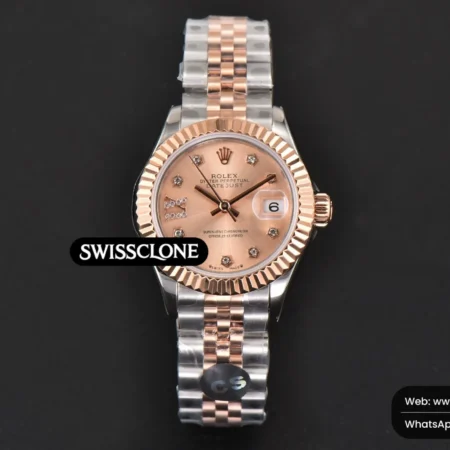 Rolex DateJust 28mm Ladies WF RG/SS Dial Diamond Marker Jubilee High Resolution View