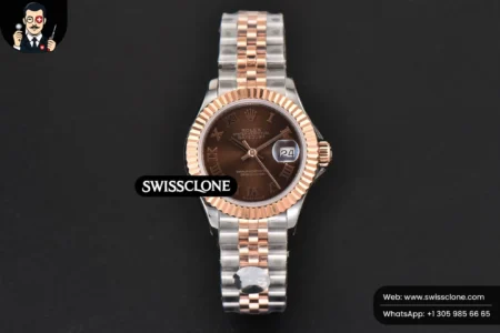 Rolex DateJust 28mm Ladies WF RG/SS Brown Dial Roma Marker Jubilee High Resolution View