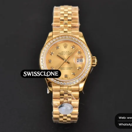 Rolex DateJust 28mm Ladies WF Diamond Gold Dial Diamond Marker Jubilee High Resolution View