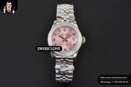 Rolex DateJust 28mm Ladies WF Diamond Pink Dial Diamond Marker Jubilee High Resolution View