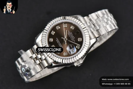 Rolex DateJust 28mm Ladies WF Gray Dial Diamond Marker Jubilee High Resolution View