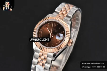 Rolex DateJust 28mm Ladies WF RG/SS Brown Dial Roma Marker Jubilee High Resolution View