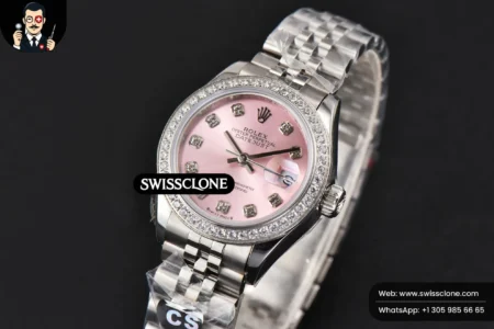Rolex DateJust 28mm Ladies WF Diamond Pink Dial Diamond Marker Jubilee High Resolution View