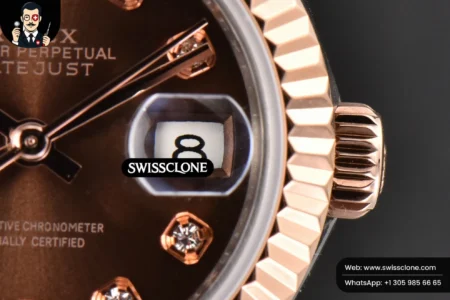 Rolex DateJust 28mm Ladies WF RG/SS Brown Dial Diamond Marker Jubilee High Resolution View