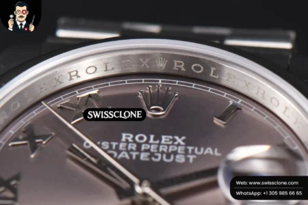 Rolex DateJust 36mm Smooth Bezel Gray Dial Roma Marker Jubilee VR3235 High Resolution View