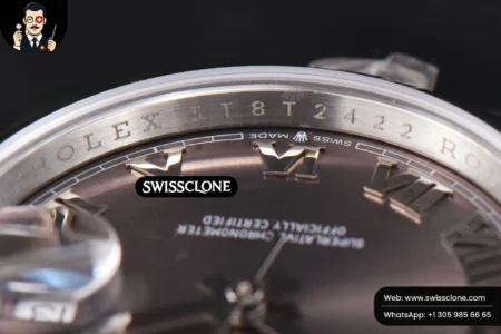 Rolex DateJust 36mm Smooth Bezel Gray Dial Roma Marker Jubilee VR3235 High Resolution View