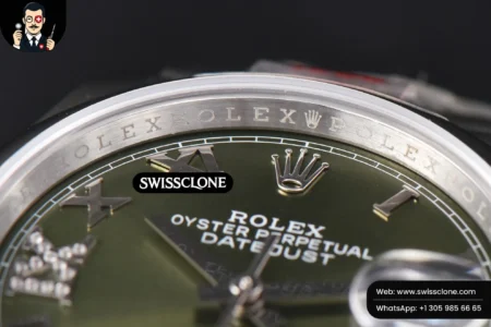 Rolex DateJust 36mm Smooth Bezel Green Dial Diamond Roma Marker Jubilee VR3235 High Resolution View