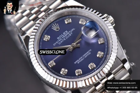Rolex DateJust 36mm Blue Dial Diamond Marker Jubilee VR3235 High Resolution View