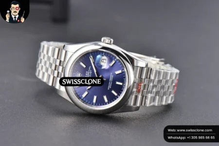 Rolex DateJust 36mm Smooth Bezel Blue Dial Stick Marker Jubilee VR3235 High Resolution View