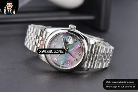 Rolex DateJust 36mm Smooth Bezel Gray MOP Dial Diamond Marker Jubilee VR3235 High Resolution View