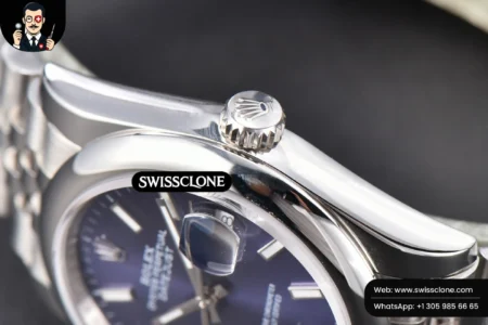 Rolex DateJust 36mm Smooth Bezel Blue Dial Stick Marker Jubilee VR3235 High Resolution View