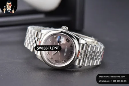 Rolex DateJust 36mm Smooth Bezel Gray Dial Roma Marker Jubilee VR3235 High Resolution View