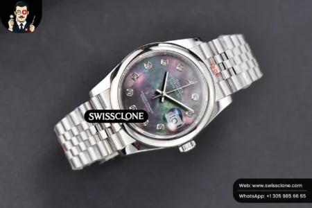 Rolex DateJust 36mm Smooth Bezel Gray MOP Dial Diamond Marker Jubilee VR3235 High Resolution View