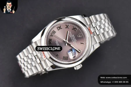 Rolex DateJust 36mm Smooth Bezel Gray Dial Roma Marker Jubilee VR3235 High Resolution View