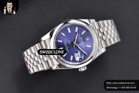 Rolex DateJust 36mm Smooth Bezel Blue Dial Stick Marker Jubilee VR3235 High Resolution View