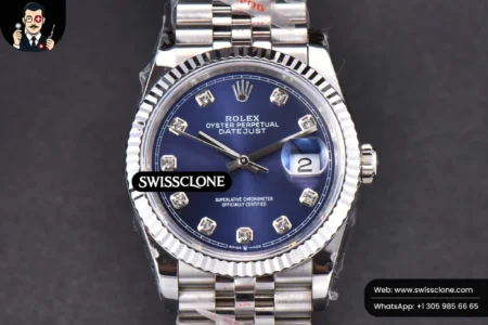 Rolex DateJust 36mm Blue Dial Diamond Marker Jubilee VR3235 High Resolution View