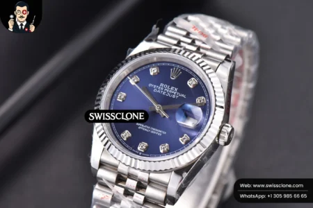 Rolex DateJust 36mm Blue Dial Diamond Marker Jubilee VR3235 High Resolution View