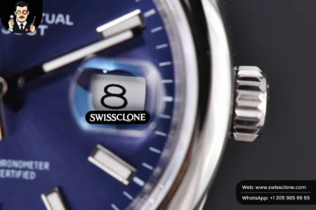 Rolex DateJust 36mm Smooth Bezel Blue Dial Stick Marker Jubilee VR3235 High Resolution View