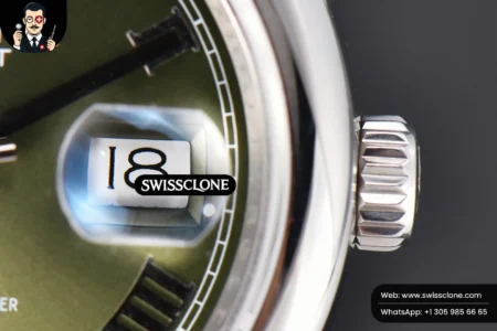 Rolex DateJust 36mm Smooth Bezel Green Dial Diamond Roma Marker Jubilee VR3235 High Resolution View