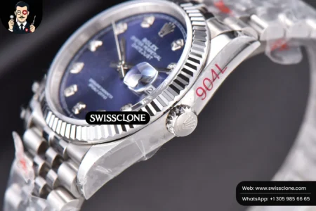 Rolex DateJust 36mm Blue Dial Diamond Marker Jubilee VR3235 High Resolution View