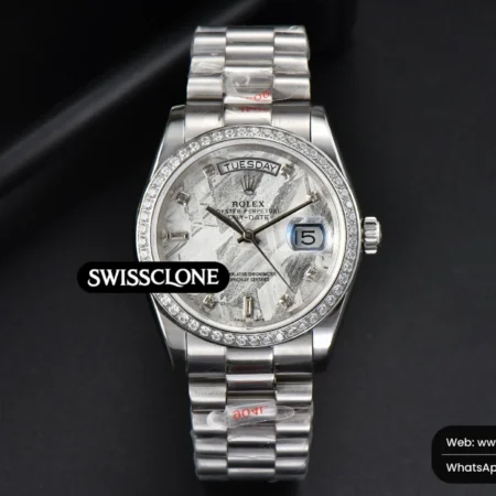 Rolex Daydate 36mm Diamond Meteorite Dial Diamond Marker High Resolution View