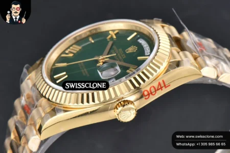 Rolex DayDate 40mm Green Dial Roma Marker President High Resolution View