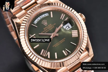 Rolex DayDate 40mm Green Dial Roma Marker President High Resolution View