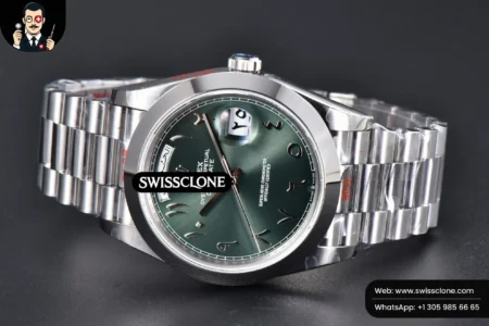 Rolex DayDate 40mm 904L Smooth Oliva Green Arabic Dial President High Resolution View