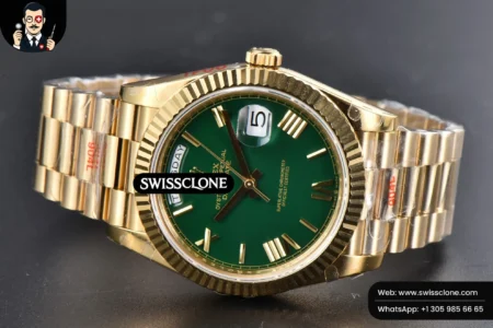 Rolex DayDate 40mm Green Dial Roma Marker President High Resolution View