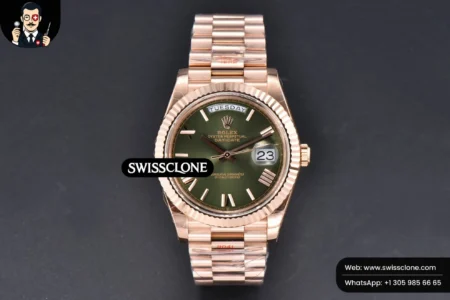 Rolex DayDate 40mm Green Dial Roma Marker President High Resolution View