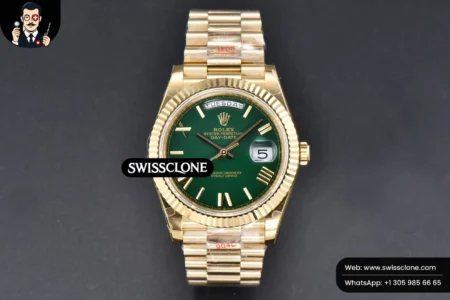 Rolex DayDate 40mm Green Dial Roma Marker President High Resolution View