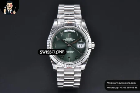 Rolex DayDate 40mm 904L Oliva Green Arabic Dial President High Resolution View