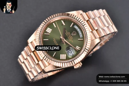 Rolex DayDate 40mm Green Dial Roma Marker President High Resolution View