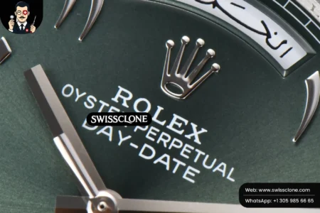 Rolex DayDate 40mm 904L Oliva Green Arabic Dial President High Resolution View