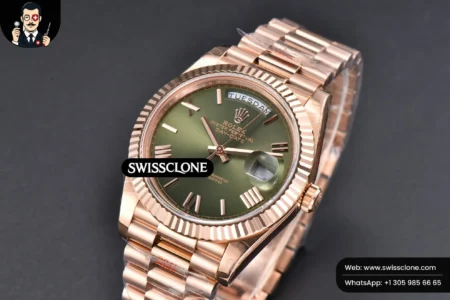 Rolex DayDate 40mm Green Dial Roma Marker President High Resolution View