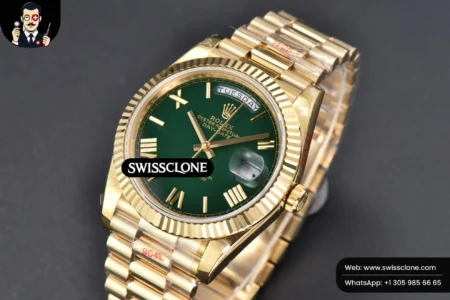 Rolex DayDate 40mm Green Dial Roma Marker President High Resolution View
