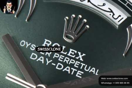 Rolex DayDate 40mm 904L Smooth Oliva Green Arabic Dial President High Resolution View