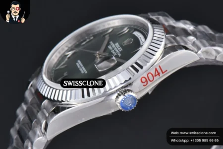 Rolex DayDate 40mm 904L Oliva Green Arabic Dial President High Resolution View