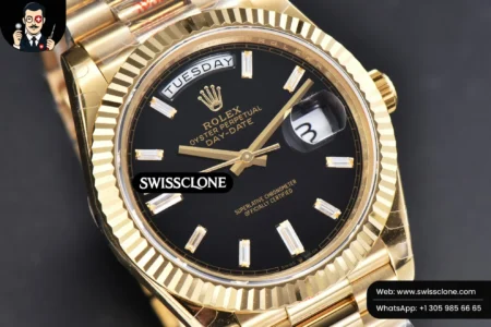 Rolex DayDate 40mm Black Dial Diamond Marker President High Resolution View