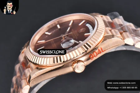 Rolex DayDate 40mm Brown Dial Lume Marker President High Resolution View