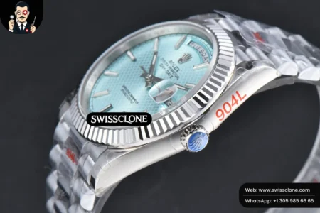 Rolex DayDate 40mm Ice Blue Dial Lume Marker President High Resolution View